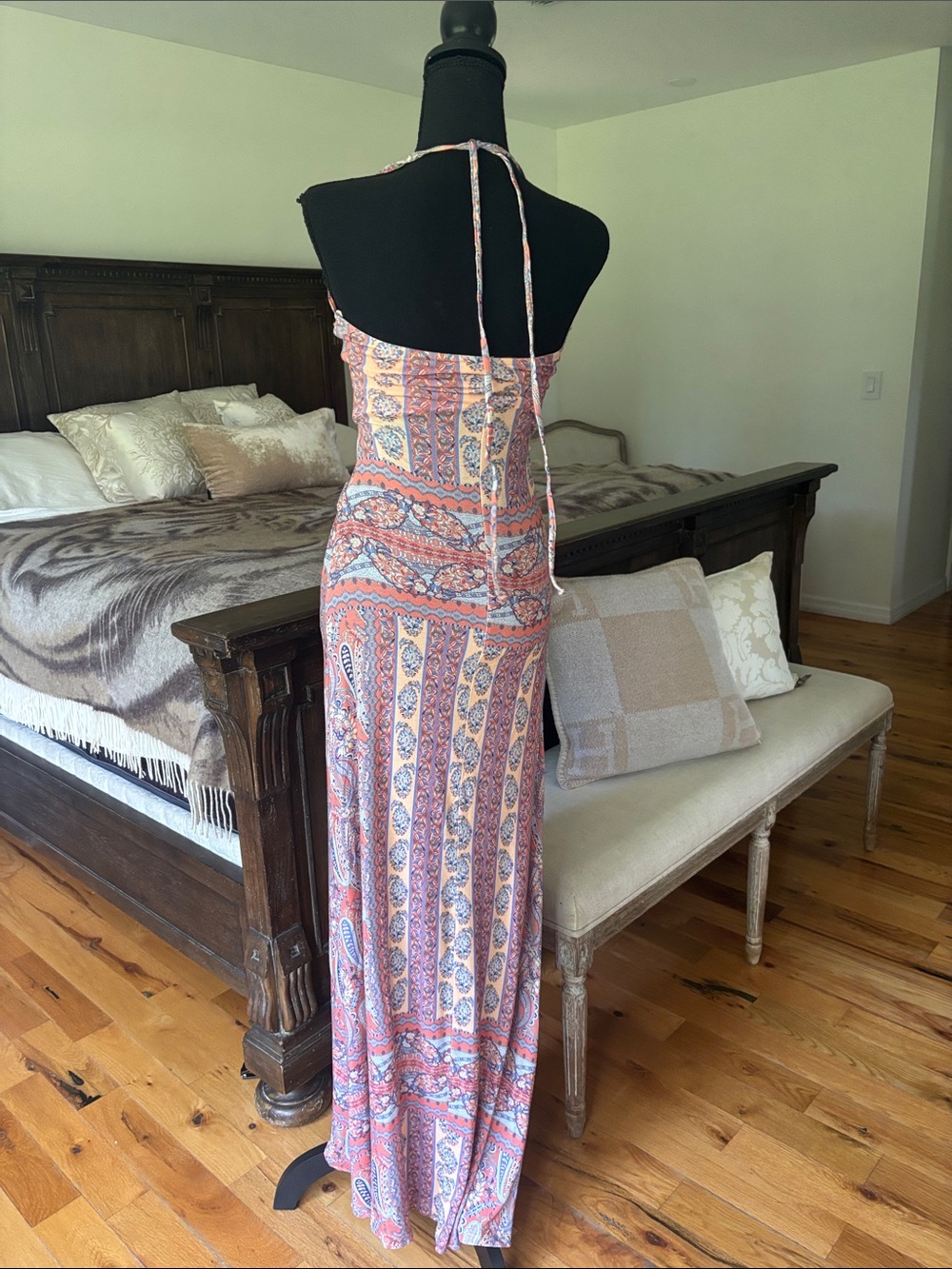 Sky Crochet-Front Maxi Dress in Coral and Lavender Multi - Picture 3 of 4